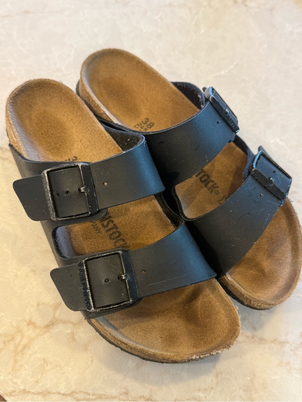 Black birko-flor vegan Birkenstocks 38